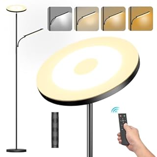 Uplighter Floor Lamp with Reading Lamp, 2700K-6500K Color Temperature, 42W Mother/Father Parent & Child Modern Floor Lamp, Dimmable Standing Lamp, Remote & Touch Control for Living Room Bedroom