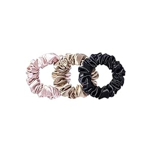 Slip Silk Large Scrunchies in Black, Pink, and Caramel – 100% Pure 22 Momme Mulberry Silk Scrunchies for Women – Hair…
