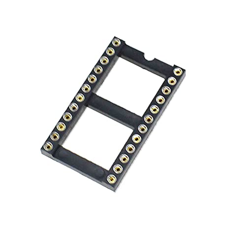 10Pcs IC Socket Flat Foot Round Hole Direct Plug Single Chip Socket 6P 8P 14P 16P 18P 20P 24P 28P 32P 40P (24P-Round Hole(Wide))