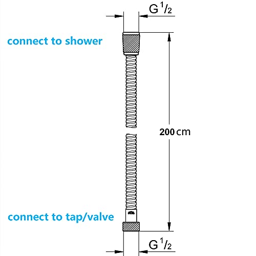 ONECE Stainless Steel Shower Hose 2m Anti-Twist Hand Shower Hose & Shower System Chrome, 200 cm - Image 2