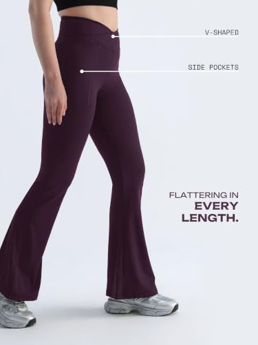 Image of CAVA Extra Tall Hourglass Flared Leggings for Women | V Waistband, Anti Camel Toe Design, Extra Tall Fit, Flared Bottoms, Deep Pockets, Sculpting Stretch Fabric