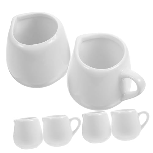 Unomor 6pcs There Is a Sauce Spoon White Coffee Mugs Latte Art Milk Cup White Porcelain Jug Coffee Creamers Creamer Jugs Porcelain Cream Jugs Syrup Espresso Coffee Cups Sauce Pot Ceramics
