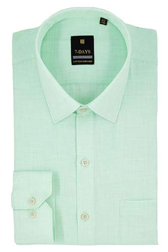 Image of 7-DAYS Premium Men's Formal Shirts - Cotton Rich, Textured Self-Design, Full Sleeve, Regular Fit, Wrinkle Resistant, with Pocket - Perfect for Office