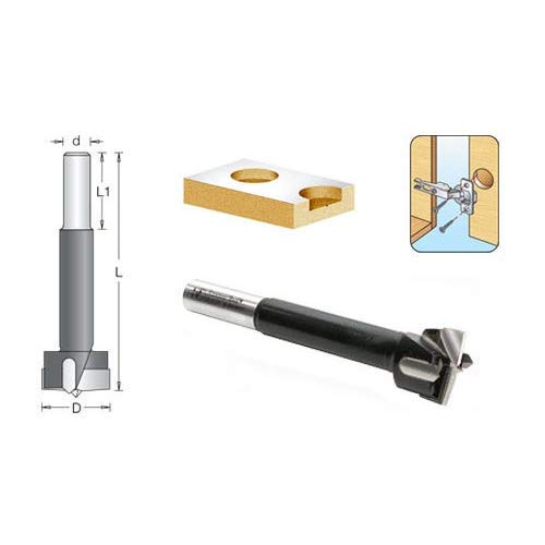 Amana Tool - 203040 Carbide Tipped Hinge Boring Bit 40mm Dia x 90mm Long x 10mm Shank