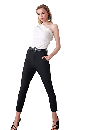 Trendyol Black Cigarette Pants Calzoncillos, 34 De Las Mujeres
