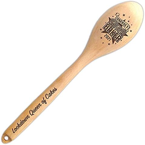 Personalised Star Baker Wooden Spoon Bake Off Gift, Prize or Winners Trophy. Custom Engrave Year, Name and Message on Handle