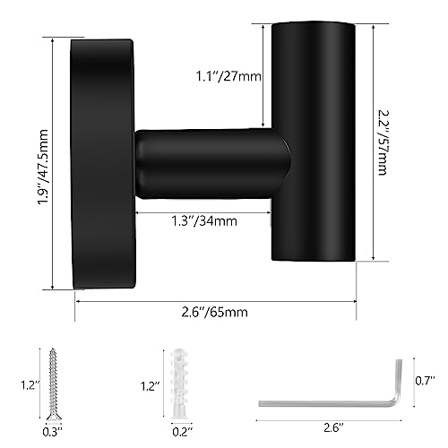 Towel Hooks, 4 Pack Towel Hooks for Bathrooms, Heavy-Duty Towel Hook for Bathroom Wall Mounted, SUS304 Stainless Steel Bathroom Hooks for Towels, Matte Black Wall Hooks for Hanging Towels,Robes,Coats - Thumbnail 6