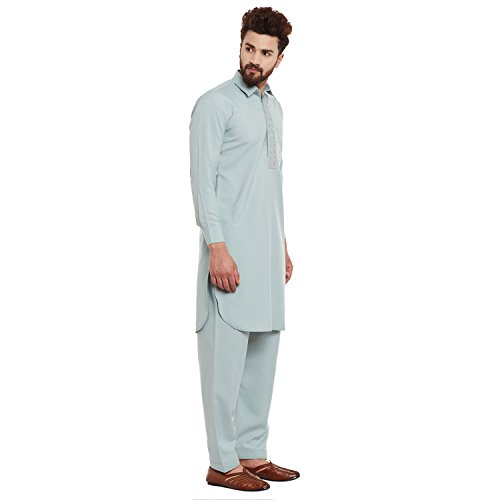 Image of SOJANYA (Since 1958 Men's Soft & Comfortable Cotton Blend Solid Pathani Set-Perfect for Eid & Holi Celebrations