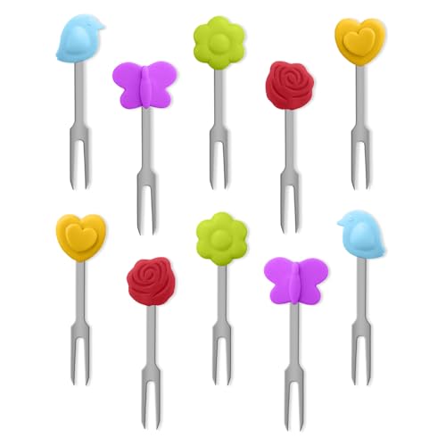 GIDWRIY 10 Piezas Tenedores de Frutas,Mini Tenedores Acero Inoxidable Postre,Tenedor Pequeño Para Aperitivos,Tenedor de Ensalada,Cócteles,Tartas,Tenedors Reposteria Pequeños para Casa,Fiesta