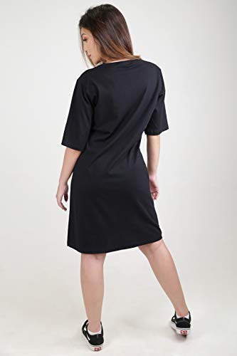 Vestido Feminino Tshirt Oversized 100% Algodão Vestidinho (Preto, M)