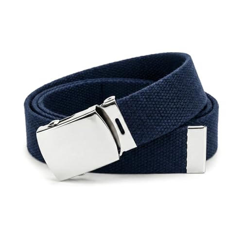 Image of BC Belts Canvas Web Belt with Chrome Buckle 54 inch Long | Fully Adjustable Military Style