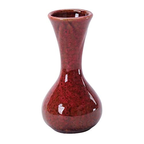 Pcscevcr Petits vases à fleurs en céramique, vase décoratif fait à la main, grand ventre pour la maison, le salon, la table, l'étagère (rouge)