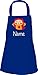 Shirtstown Dziecięcy fartuch ogrodniczki, słodkie motywy sowy, z wybranym imieniem, zwierzęta, zoo, natura, powiedzonka logo, do majsterkowania, malowania, gotowania, kolor Royal
