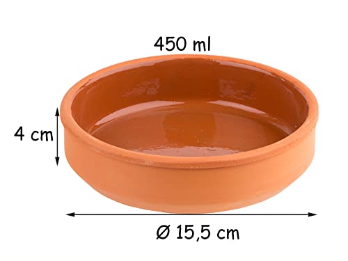 BigDean 6er Set Tapas-Schalen - 15,5 x 4 cm - Feuerfeste Schälchen - Tonschalen für Tapas & Snacks - Traditionelle Auflaufformen aus Ton - 5