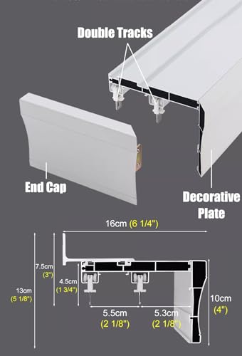 Generisch 3-in-1-Gardinenschienensystem – Verstellbare Doppelgardinenstange mit dekorativer Blende, individuelle Längenanpassung für vielseitige Fensterdekorationen, einfache Montage