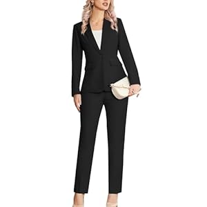 Women’s 2 Piece Suit Notched Lapel One Button Slim Fit Business Office Work Tuxedo Blazer Pants Set