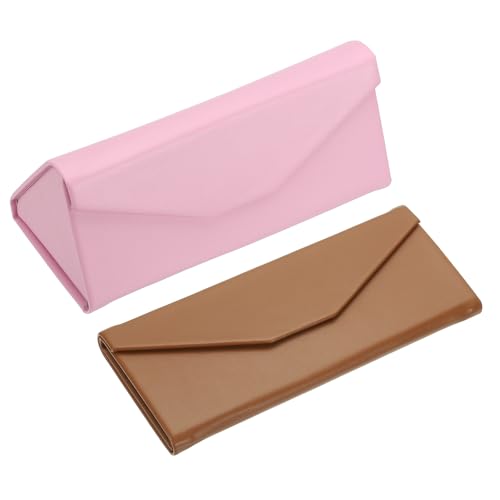 Image of PATIKIL Foldable Glasses Case, Triangle Magnetic Sunglasses Organizer Case PU Leather Hard Eyeglass Case for Women (2 Pcs)