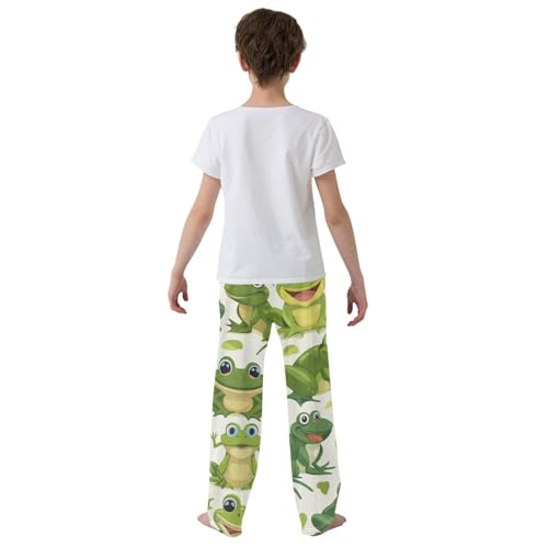 ZZXXB Frog Print Boys Long Pants Soft Trousers Elastic Waist Kids Lounge Bottoms with Pockets S-XL3