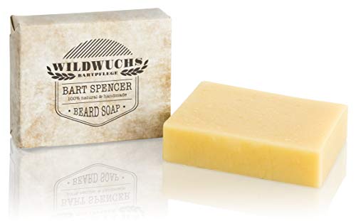 Jabón para barba Bart Spencer de Wildwuchs para el cuidado de la barba, pastilla de jabón para hombres 100% natural y vegana, cosmética natural (1 x 90 g)