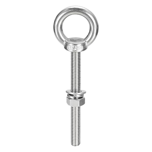 Image of uxcell Lifting Eye Bolt, 1 Set M8 x 70mm Eye Bolt with Nut Washer 304 Stainless Steel Shoulder Lifting Ring Eye Bolt for Hanging Item