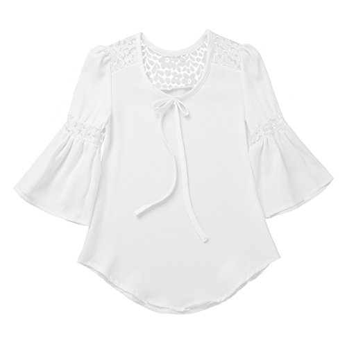 Big Girl's School Uniforms Long/Short Sleeves Frill Collar Ruffled Blouse Button up Shirt