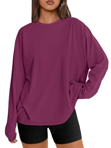 Trendy Queen Womens Oversized Long Sleeve T Shirts 2025 Basic Crewneck Tee Fall Tops Casual Workout Y2K Clothes