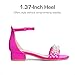 DREAM PAIRS Girls Sandals Low Heel Pump Ankle Strap Pearl Dress Flower Wedding Party Shoes for Little Kid/Big Kid,Size 4 Big Kid,Hot Pink,SDSD2417K