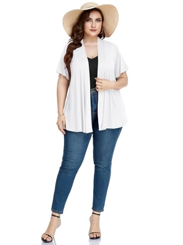 Image of LARACE Short Sleeve Cardigans for Womens Summer Tops Casual Plus Size Open Front Lightweight Cover Up