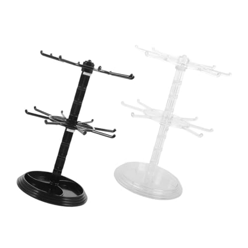 PartyKindom 2 Pcs Rotating Keychain Rack and Jewelry Organizer for Women Earring Holder and Trinket Display Stand for Craft Fairs Home and Retail Environments