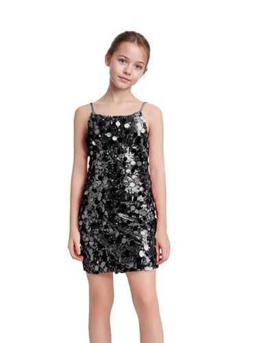 Sequin Flower Girl Dress for Wedding Sparkly Girls Tight Party Dress Spaghetti Straps Girls Mini Dresses