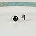 Echmeck Sterling Silver Black Onyx Handmade Round Stud Earrings for Women & Men - 9mm