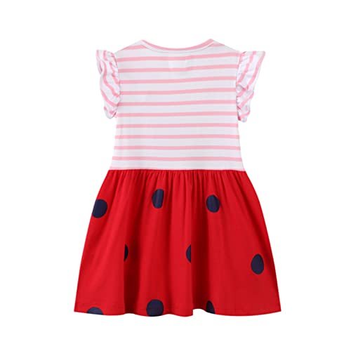 Image of HILEELANG Toddler Girl Cotton Casual Dress Summer Short Sleeve Basic Tunic Playwear Shirt Dresses