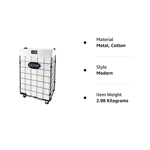 Wire Laundry Basket With Wheels & Removable Liner Bag For Bedroom, Small 72L Laundry Hampers Black Rolling Baskets Dirty Clothes Hamper On Wheels Cesto De Ropa Sucia Canastos Para Ropa Sucia #TOP7