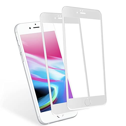 iphone8 ガラスフィルム 全面保護 iphone7 フィルム 2枚セット アイフォン8 / 7 保護フィルム iphone7/8 強化ガラス 保護シート 【あいふぉん7 / 8 用 フィルム 4.7インチ/ホワイト/ 高透過率で】