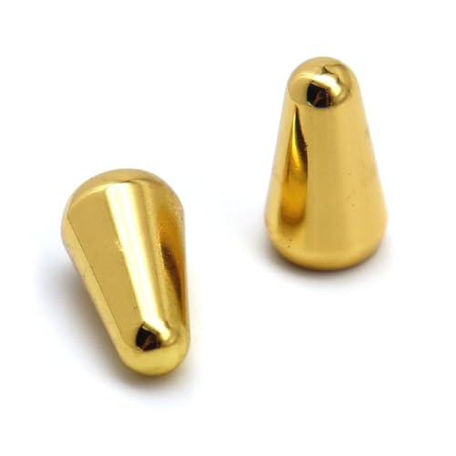 STOOLA 2pcs Brass Cover Guitar 5 Way/3 Way Pickup Switch Tip Metal Switch Cap Switch Knob for Strat Tele Guitar (Gold)