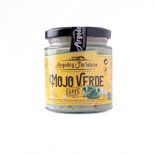 Argodey Fortaleza Mojo Verde Suave 200g - Authentische Kanarische Sauce, Perfekt und Vielseitig zum Streichen auf Brot, Toast, Arepas, Kartoffeln. Ohne Konservierungsstoffe und künstliche Zusätze.