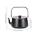 Zxpjkyu Camping Kettle Tea Pot Easy to Clean with Handle Lid Outdoor Water Pot Campfire Water Kettle for Outdoor Activities Fishing, Black