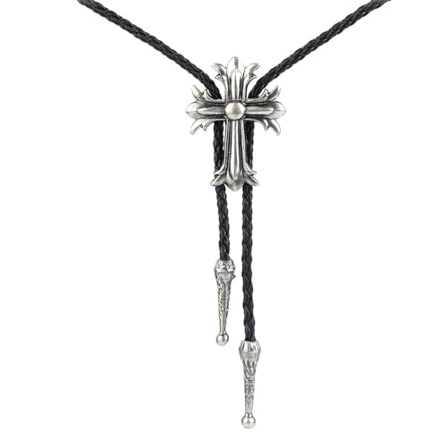Image of Cowboy Bolo Tie for Men, Vintage Cow Skull Bolo Tie Necklace Native American Necktie for Men Women