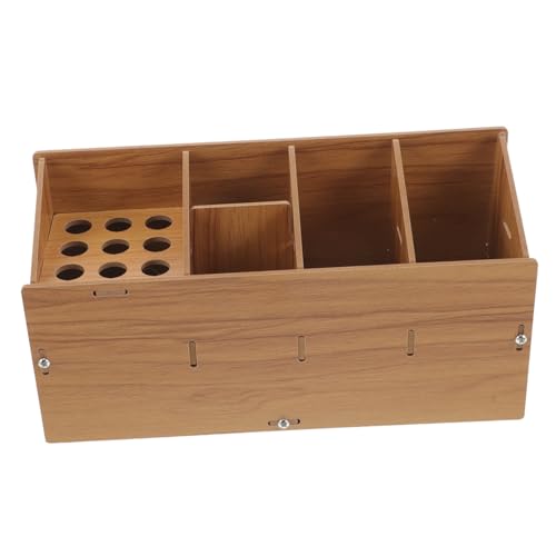 FRCOLOR Hair Styling Tool Organizer Wooden Hairdressing Comb Shear Holder Case