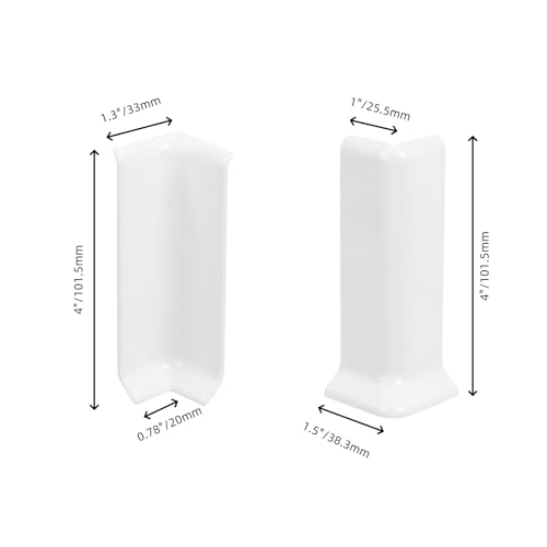 Image of Bitray Self Adhesive Baseboard Corner Blocks 3 Inside and 3 Outside Baseboard Corner Connectors (White)