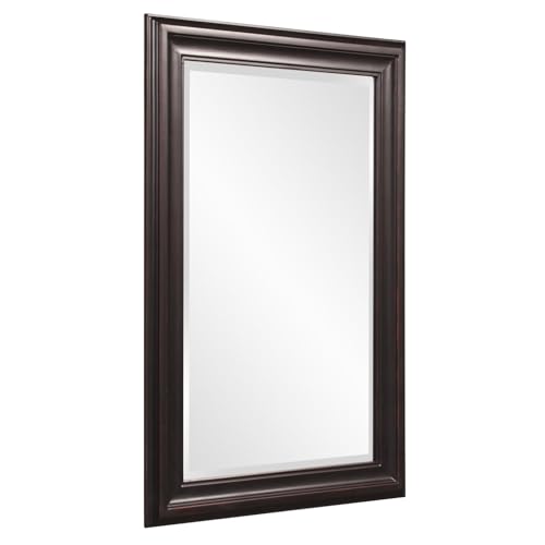 Image of Howard Elliott Collection George Rectangular Oil Rubbed Bronze Wall Mirror, Rectangle Hanging Wood Framed Vanity Mirrors for Home Decor, Living Room, Bathroom, Bedroom, or Hallway, 24 x 36 Inch