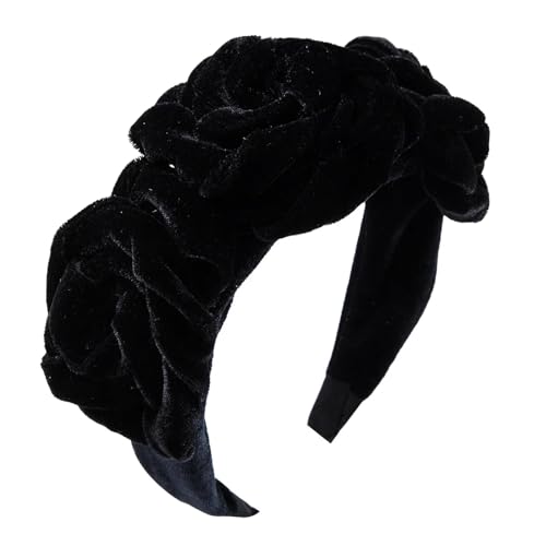 Bandeau fleur velours noir pour cheveux épais solution coiffure volumineuse