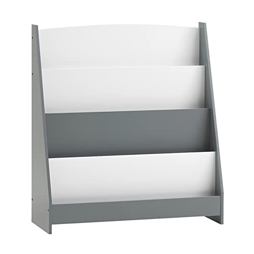 SoBuy Bibliothèque Étagère à Livres Enfants Étagère de Rangement Jouets pour Enfants avec 4 Compartiments Ouverts 80 x 30 x 88 cm, KMB32-HG