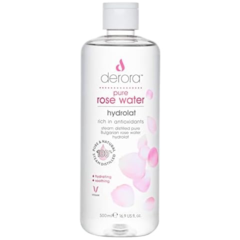 Derora Pure Rose Water - 500ml | 100% Pure & Natural Hydrolat | Skincare for Soothing & Hydrating the Skin, Face & Hair | Vegan & Cruelty Free Cover