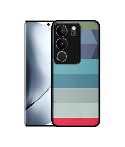 Image of Colorful Lines Design Premium 2D Printed Metal Back Case Cover for Vivo V29 5G / V29 Pro 5G
