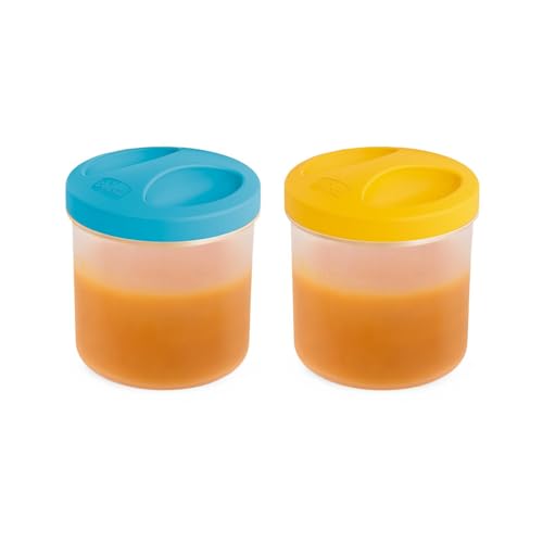 Chicco Envases Portacomida, Contenedores de comida herméticos, Anti-goteo, Para la conservación y el transporte de las comidas, 6 meses+, 2 piezas