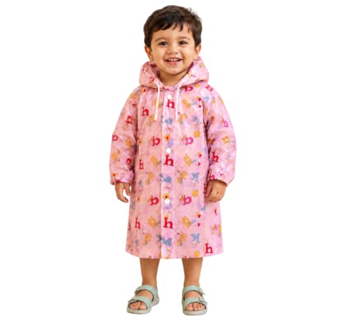Image of Kids Baby Girls and Boys Raincoat, PVC, Waterproof, Multicolour Design, for Rainy Season