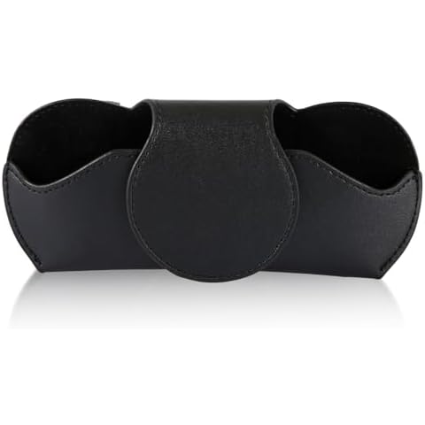 PEUTIER Black Leather Car Sunglass Holder Cover