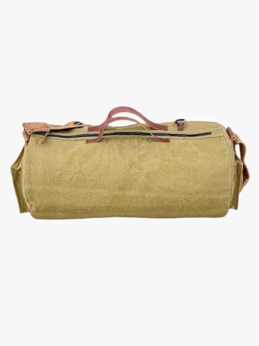 Image of The House of Tara Canvas Travel Duffle Bag | 25 litres | Sports Duffel | Gym Bags | for Men and Women | Adjustable Broad Strap | Airline Carry-On Luggage | Quick Access Pockets | Beige