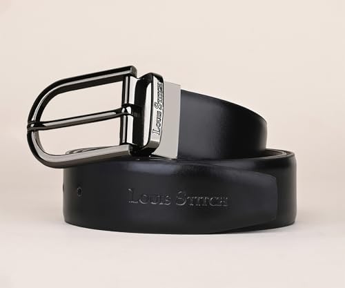 Image of LOUIS STITCH Men's Reversible Italian Leather belt for men 1.25 inch (35mm) Waist Strap Black Brown Belt (BEPLNJ)